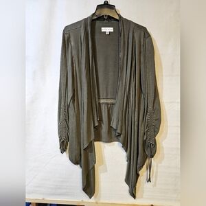 Olive Green Open Front Cardigan